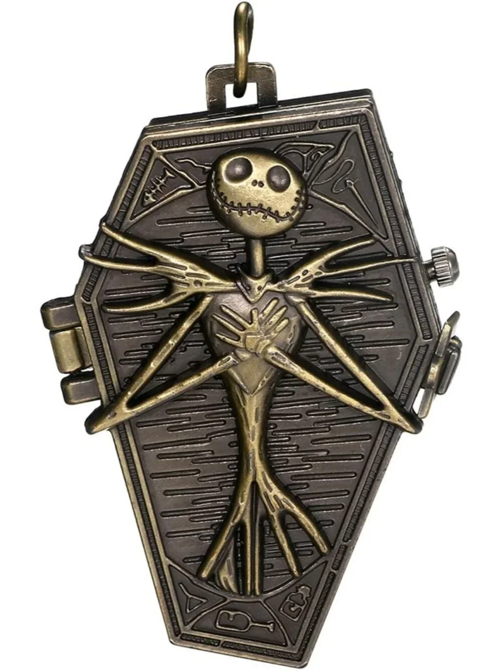 Men's Black Quartz Vintage Novelty Skull Skeleton Christmas Pocket Square Watch